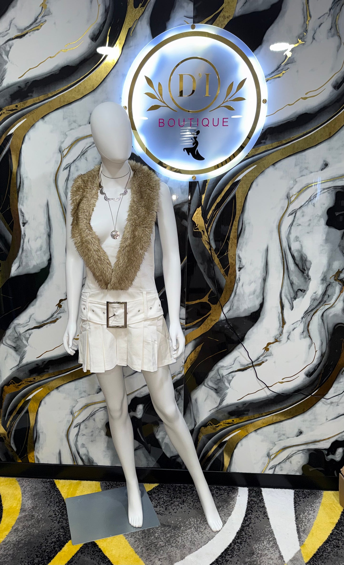 “Winter Luxe”White Mini Skirt Set