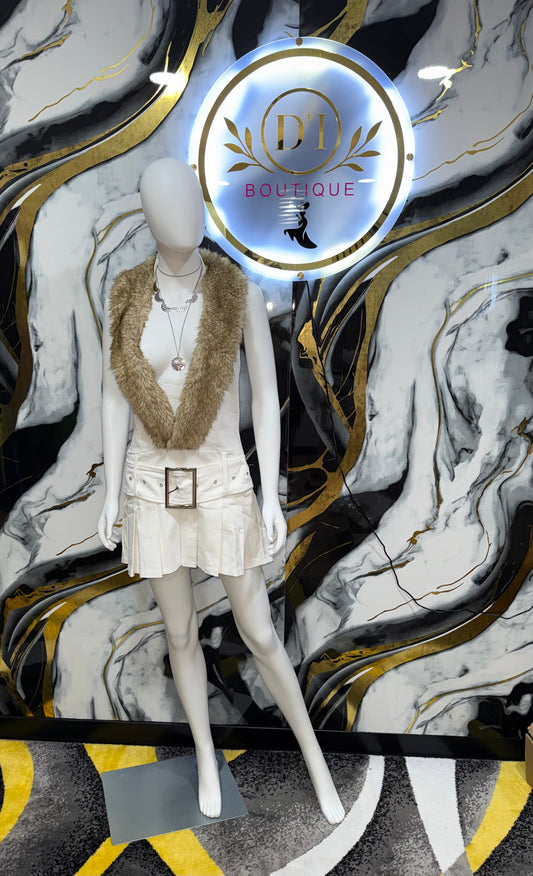 “Winter Luxe”White Mini Skirt Set